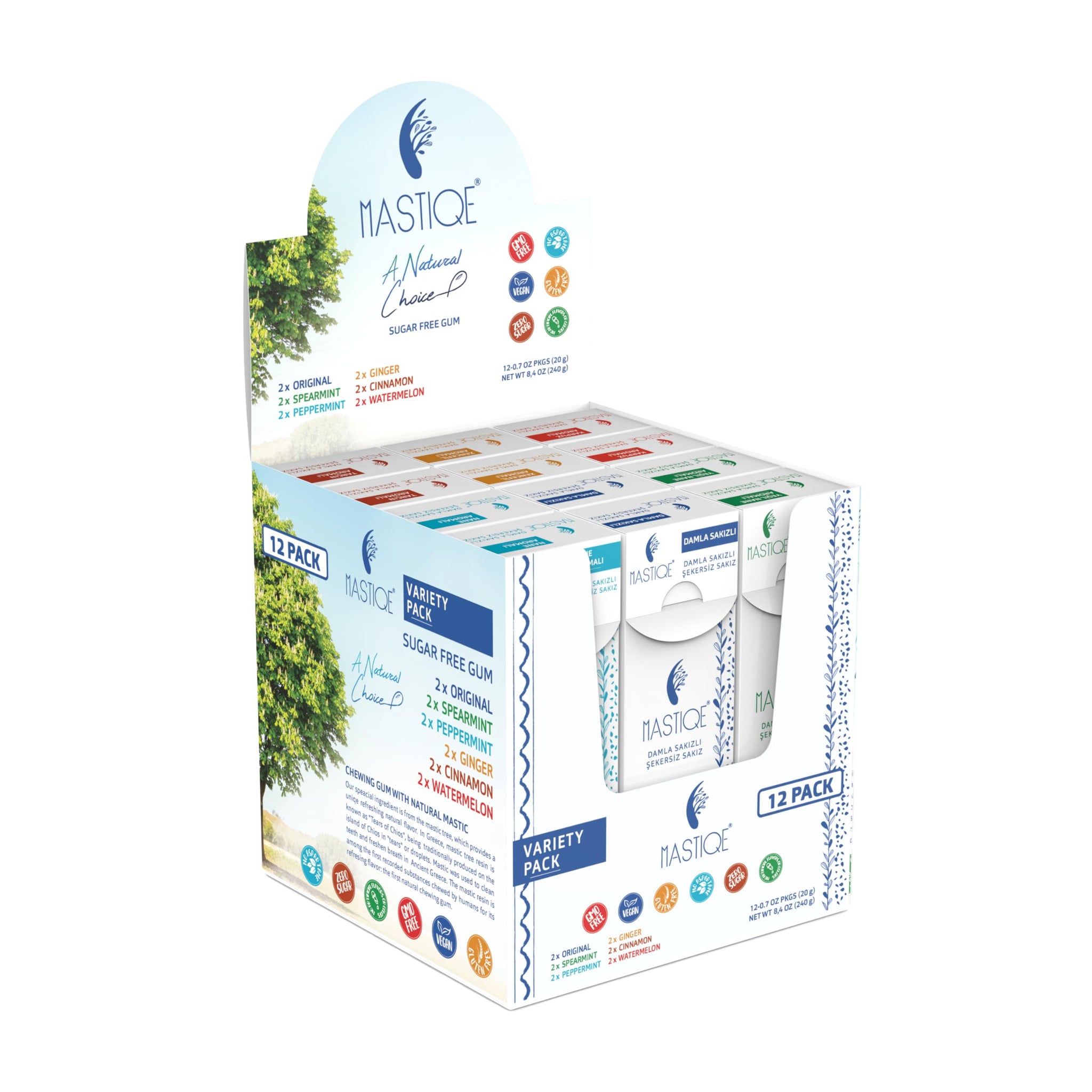 Mastiqe Sugar Free Hard Chewing Gum with Natural Mastic (Variety Pack)