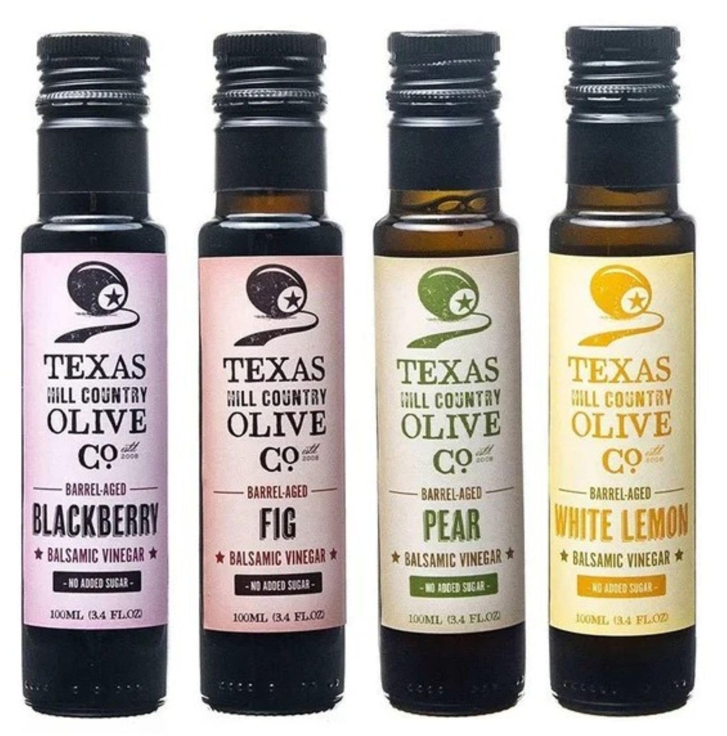 Balsamic Vinegar Combo Gift Set 4 Pack (100ml Each): Blackberry, Fig, Pear, White Lemon