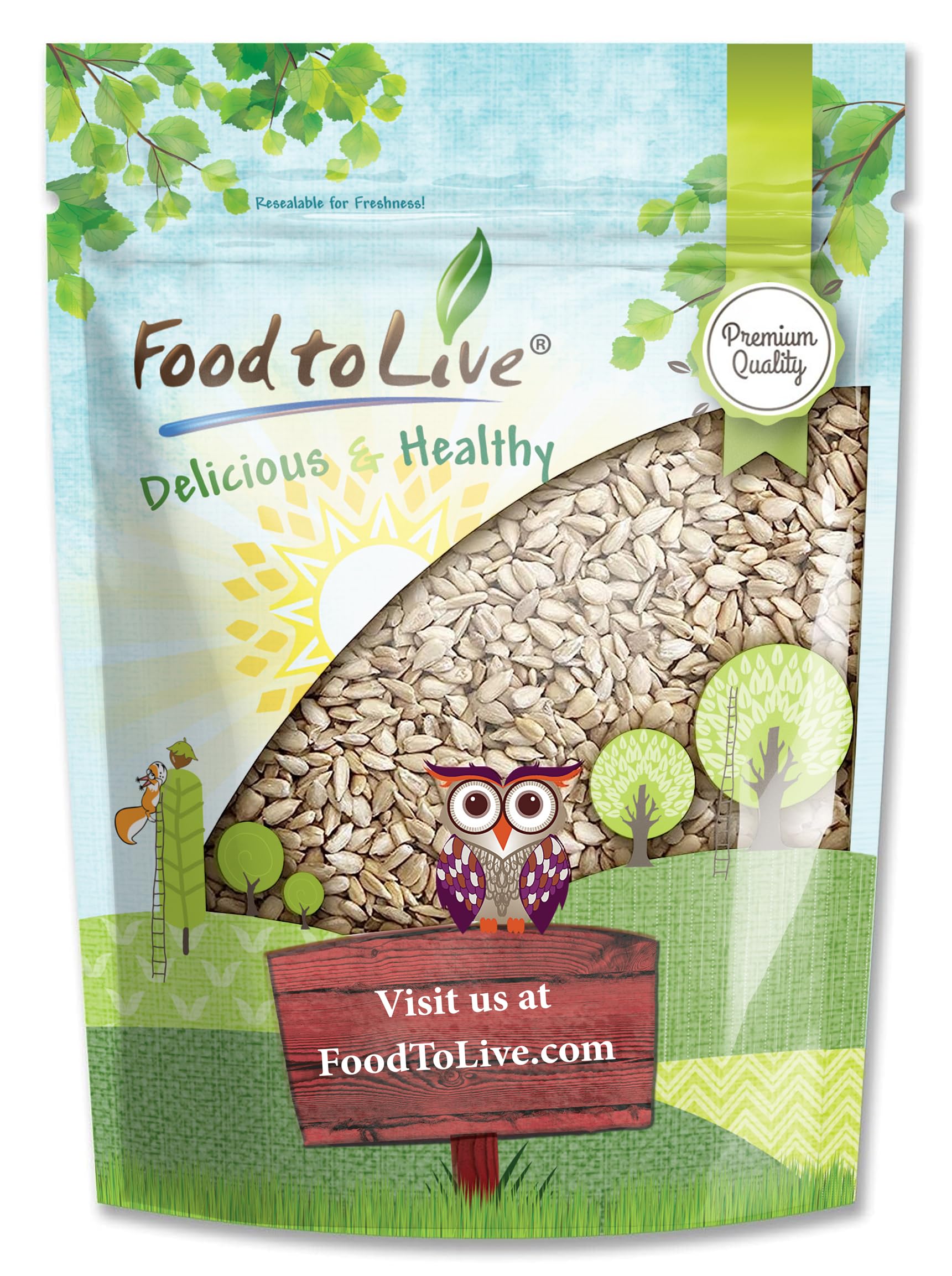 Food to Live - Sunflower Seeds, 2 Pounds - Kernels, No Shell, Kosher, Raw, Vegan, Bulk