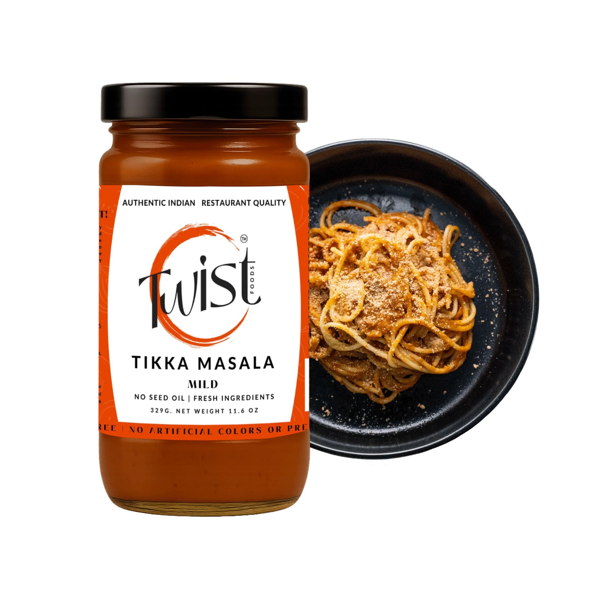 Twist Foods Tikka Masala Sauce | Mild Indian Simmer Sauce | Authentic Restaurant-Style Indian Curry Sauce| Gluten-Free | No Preservatives or