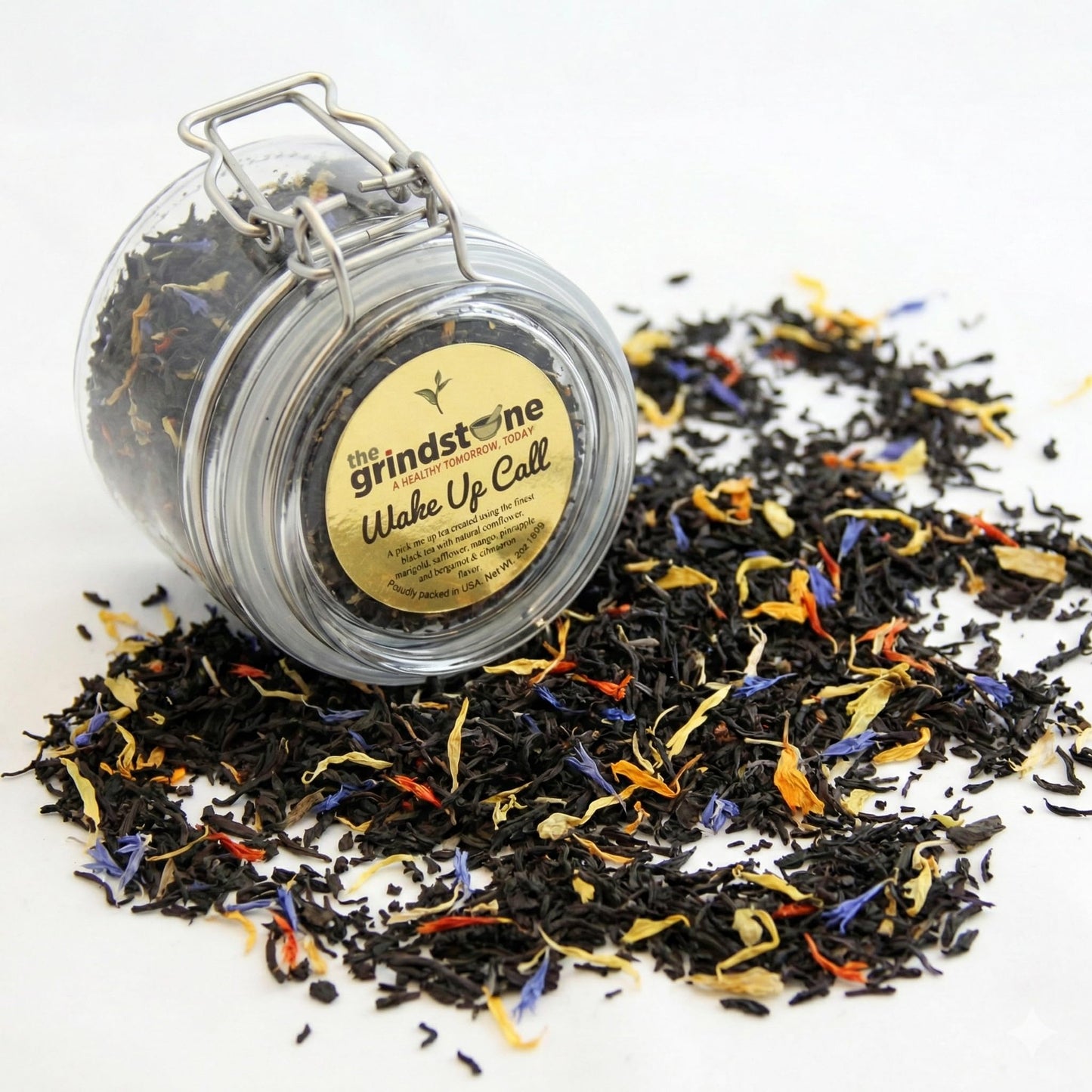 The Grindstone, Robust & Strong Black Tea, Wake Up Call, Single Origin loose Tea, GMO Free, 56g Kilner Jar, Pack of 2
