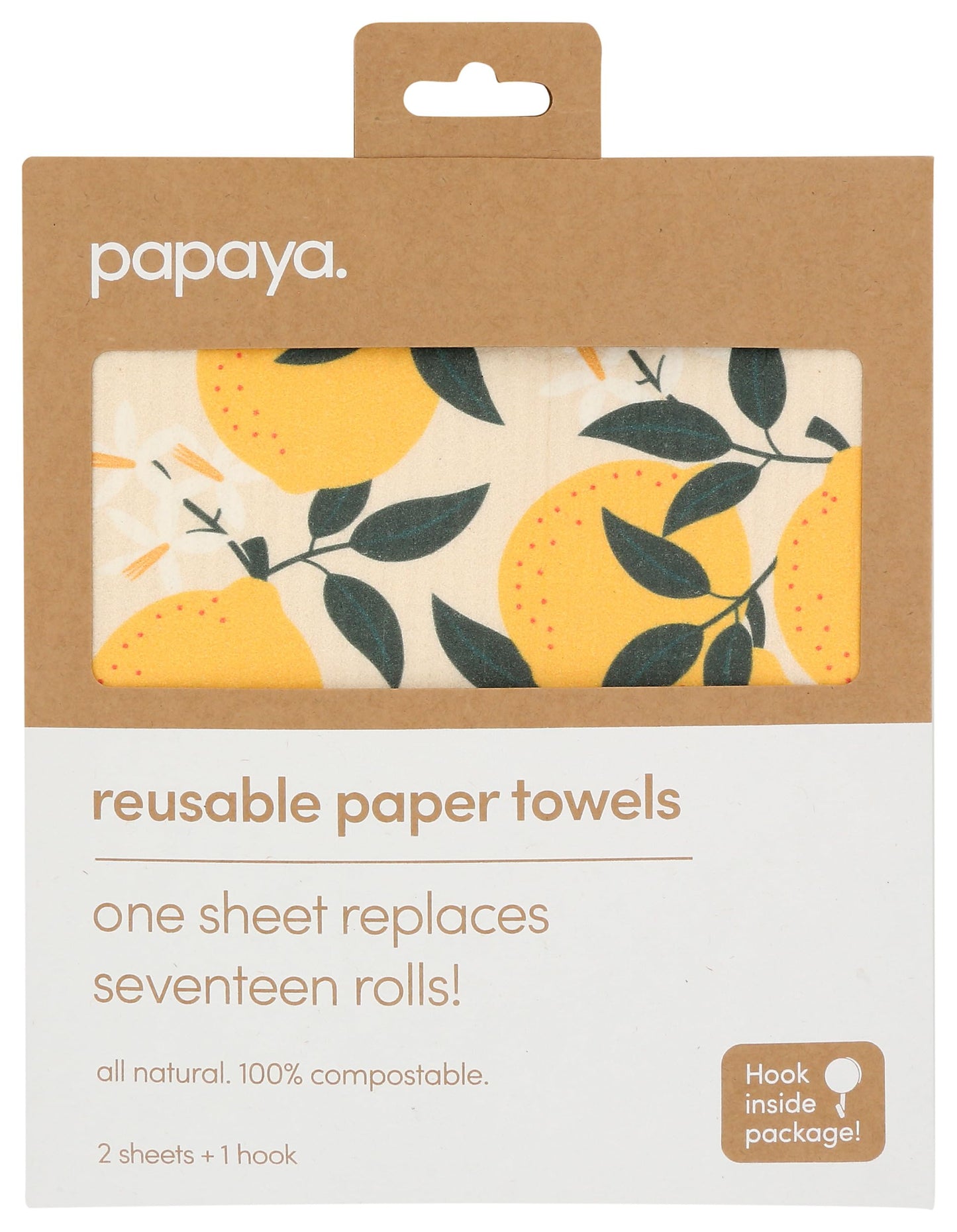Papaya. Squeeze The Day Reusable Paper Towel 2 Count, 2 CT