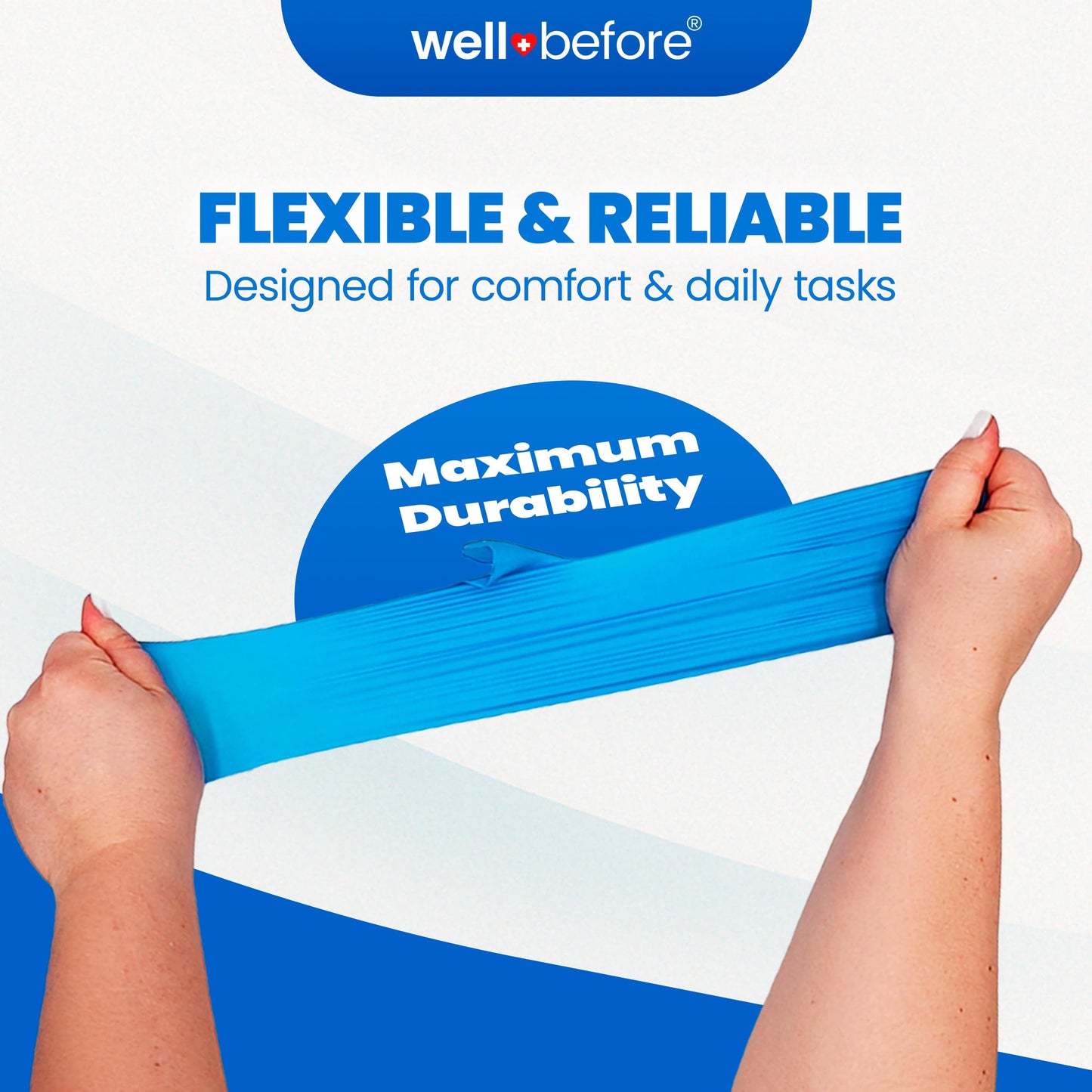 Well Before Disposable Synmax Exam Gloves, Powder-Free, Latex-Free, Blue, Large, 200pcs