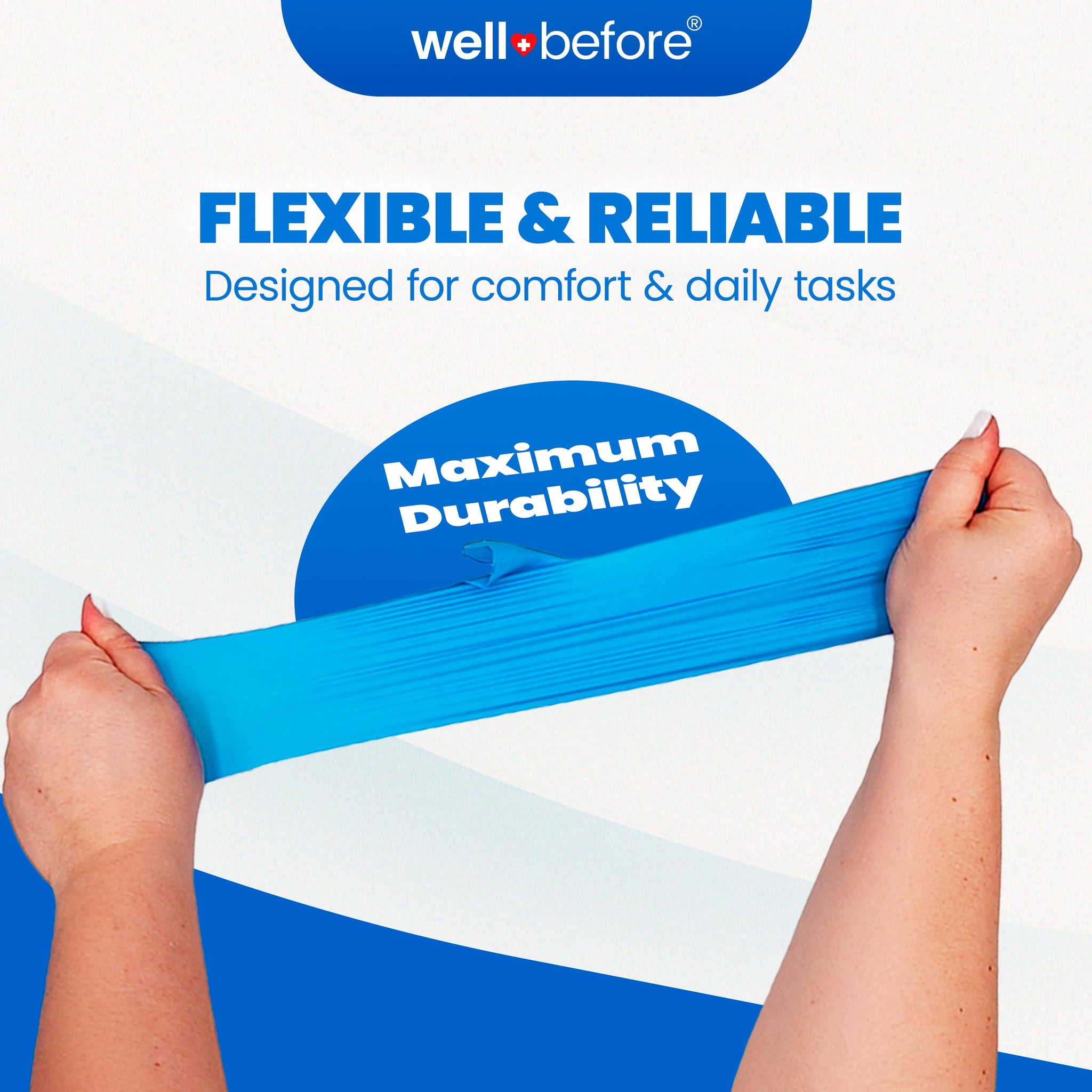 Well Before Disposable Synmax Exam Gloves, Powder-Free, Latex-Free, Blue, Large, 200pcs