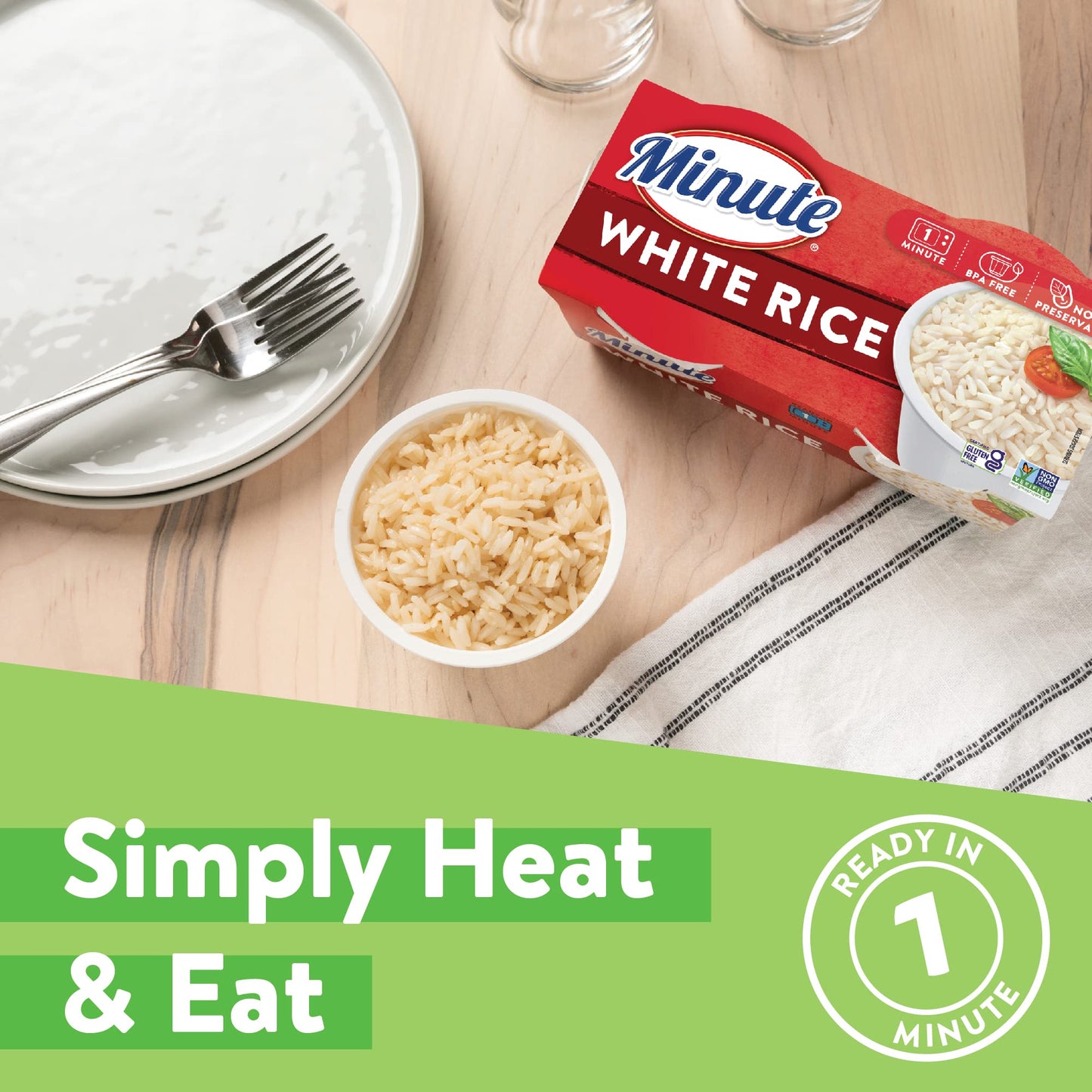 Minute Ready to Serve Long Grain White Rice 2 - 4.4 oz cups (Pack of 8)
