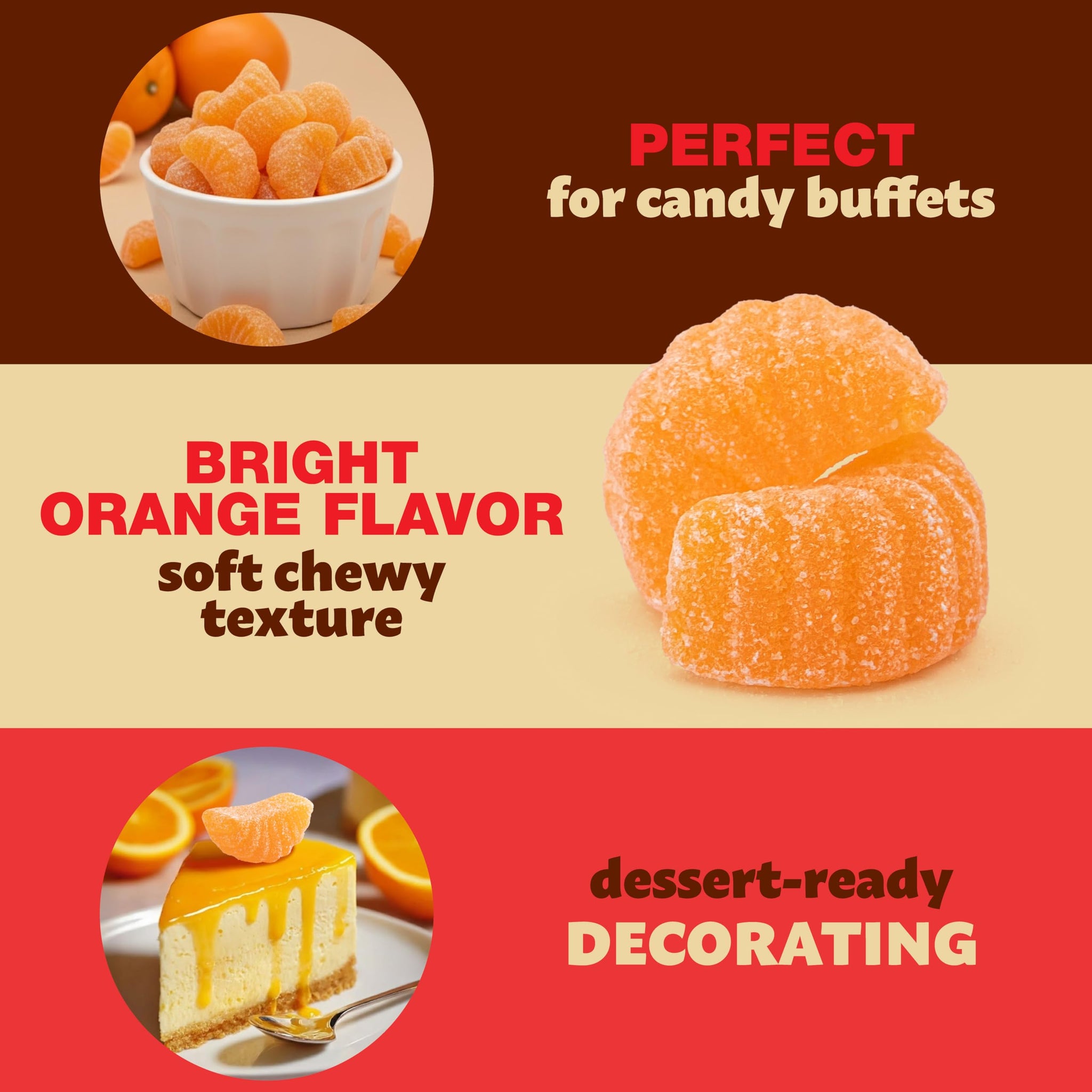 Orange Slices Jelly Candy | 1-Pound Bag | Old Fashioned Citrus Fruit Slices | Dye Free Candy | Naturally Flavored | Vegan Soft Treat for Buffets