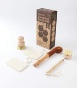 TXV Mart Eco-Friendly Natural Wooden Kitchen Cleaning Brush Set, 5 Piece, Wooden Dish Cleaning Brush Set, Loofah Dish Sponges, Dish and Bottle