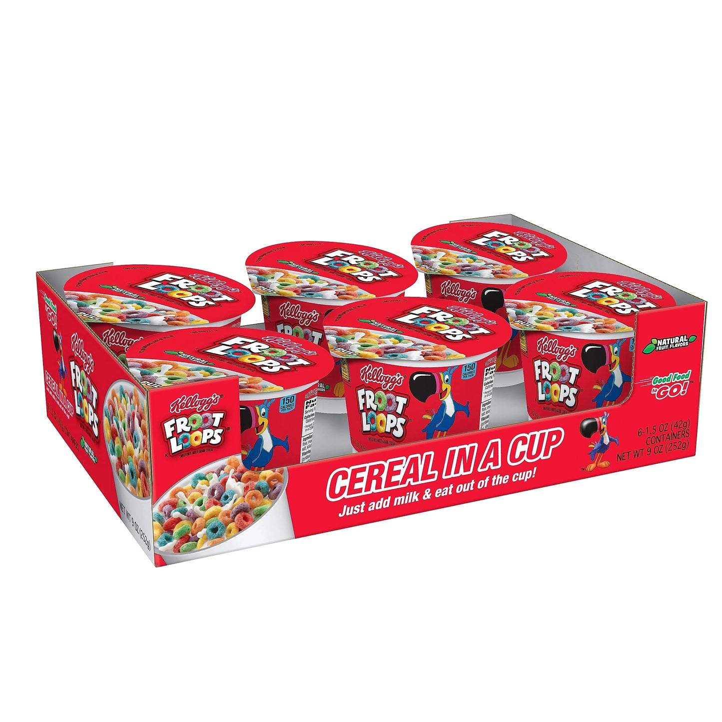 Kellogg's Froot Loops Breakfast Cereal, Single-Serve 1.5Oz Cup, 6 Cups/Box