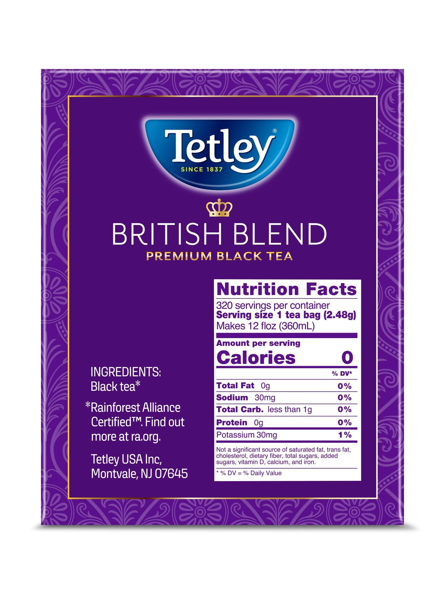 Tetley British Blend Premium Black Tea, 320 Teabags, Rainforest Alliance Certified