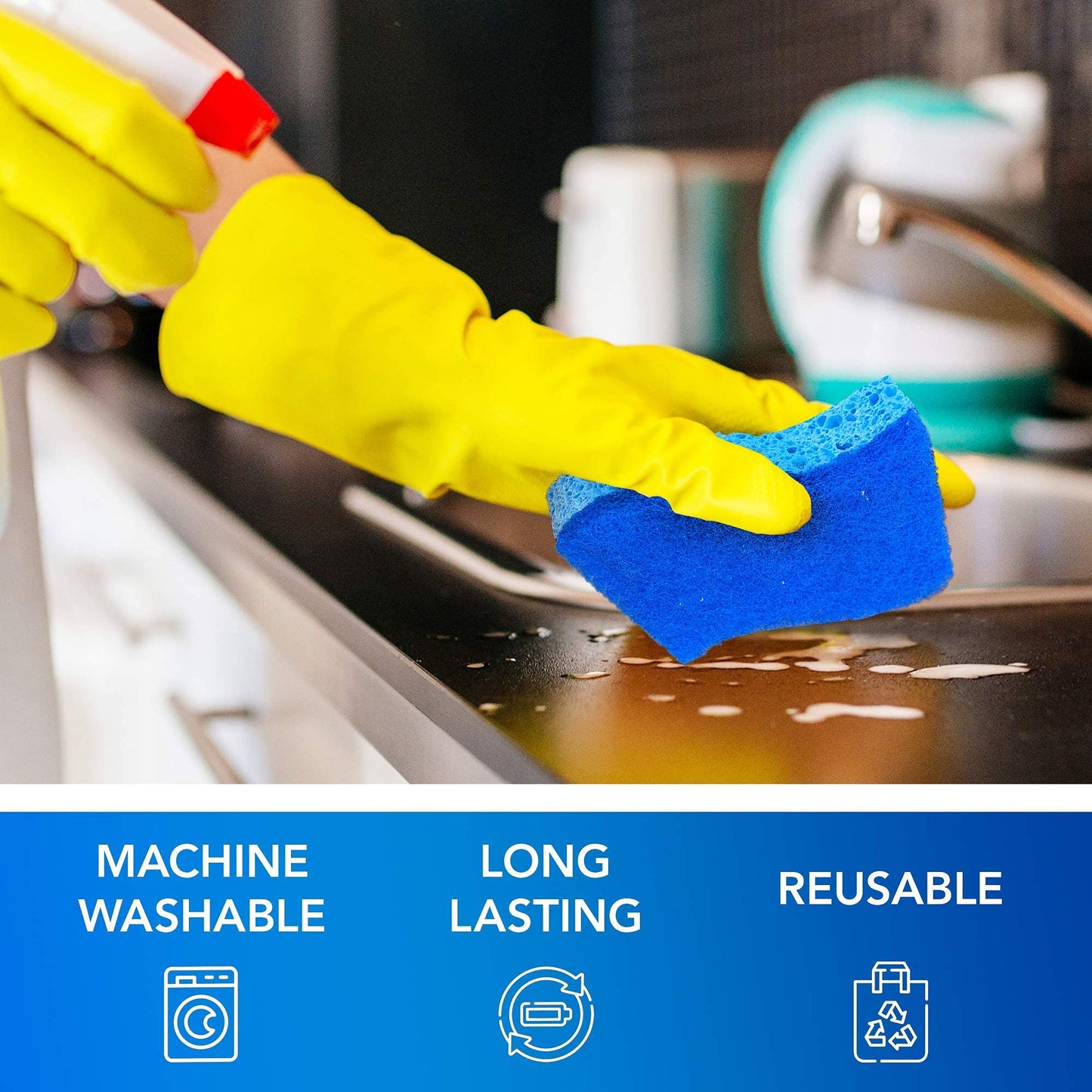 Ditto Non-Scratch Scrub Sponges (6 Pack) - Durable and Long Lasting - Safe On All Surfaces…