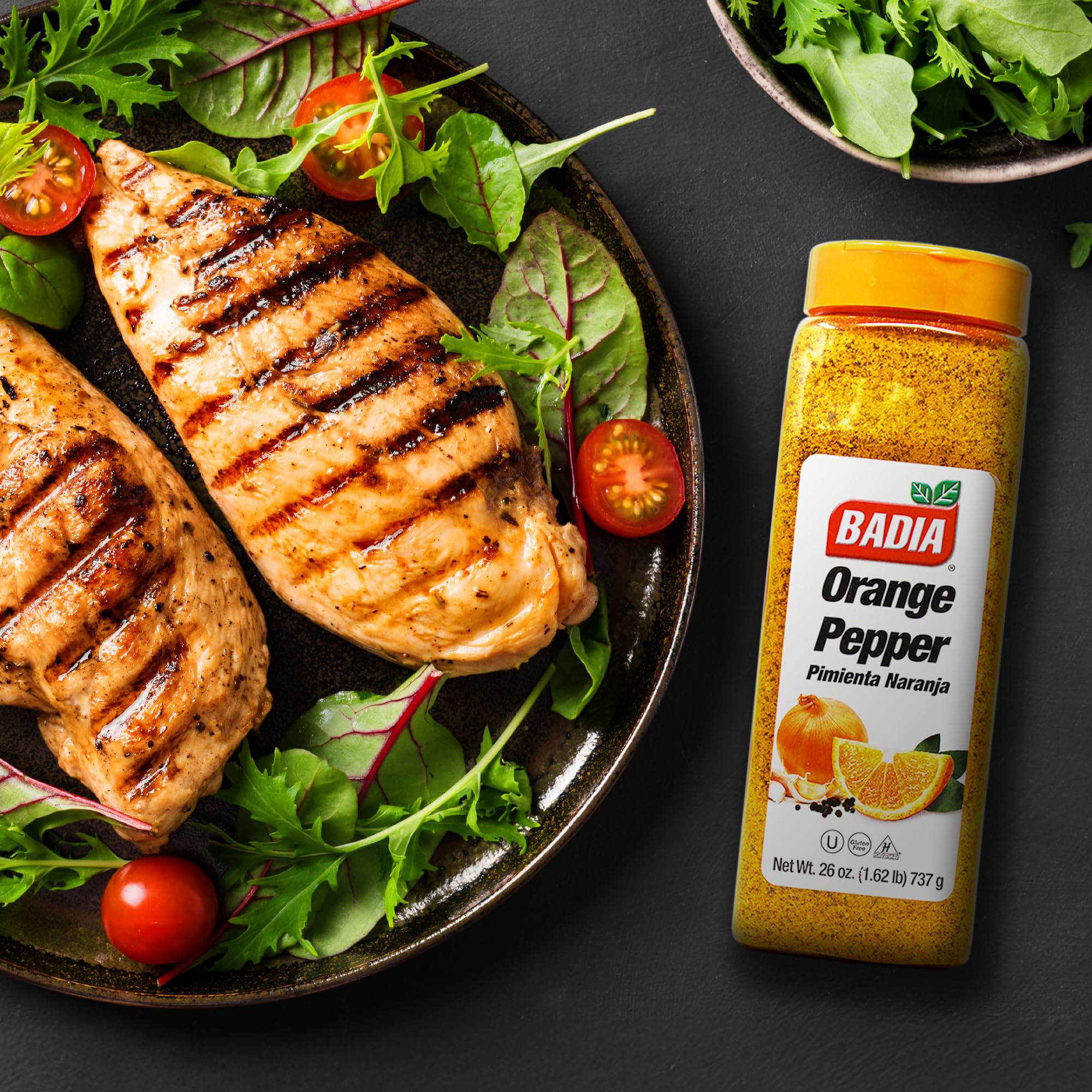 Badia Orange Pepper Seasoning, 26 oz - Pepper, Garlic & Onion, Zesty Citrus Blend for Chicken, Seafood & Vegetables