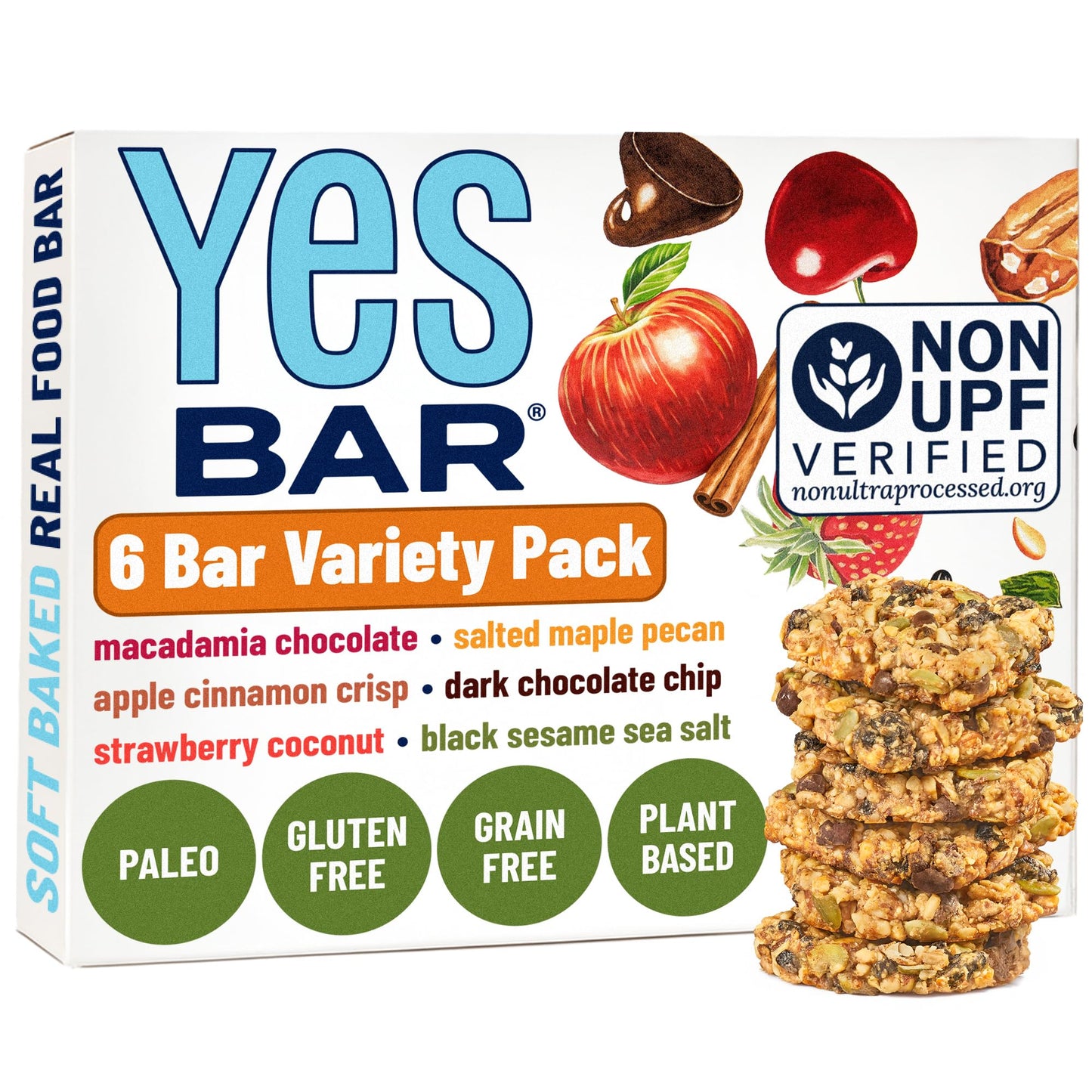 YES Nut Bars - Six Flavor Variety Pack - Soft Chewy Healthy Snack Bars Made with Organic Maple Syrup - Vegan, Paleo, Gluten Free, No Refined Sugar