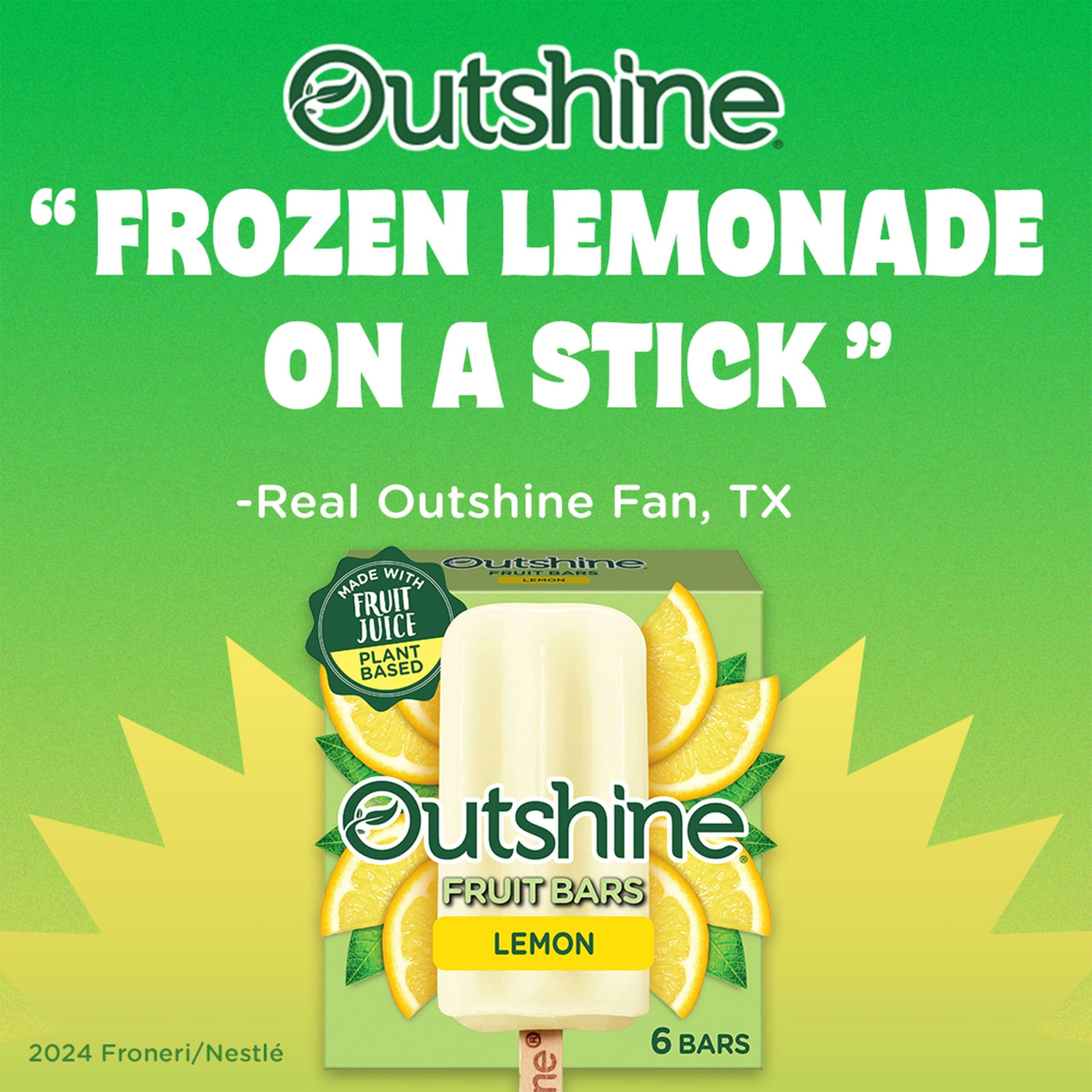 Outshine, Lemon Frozen Fruit Bars, 6 Count (Frozen)