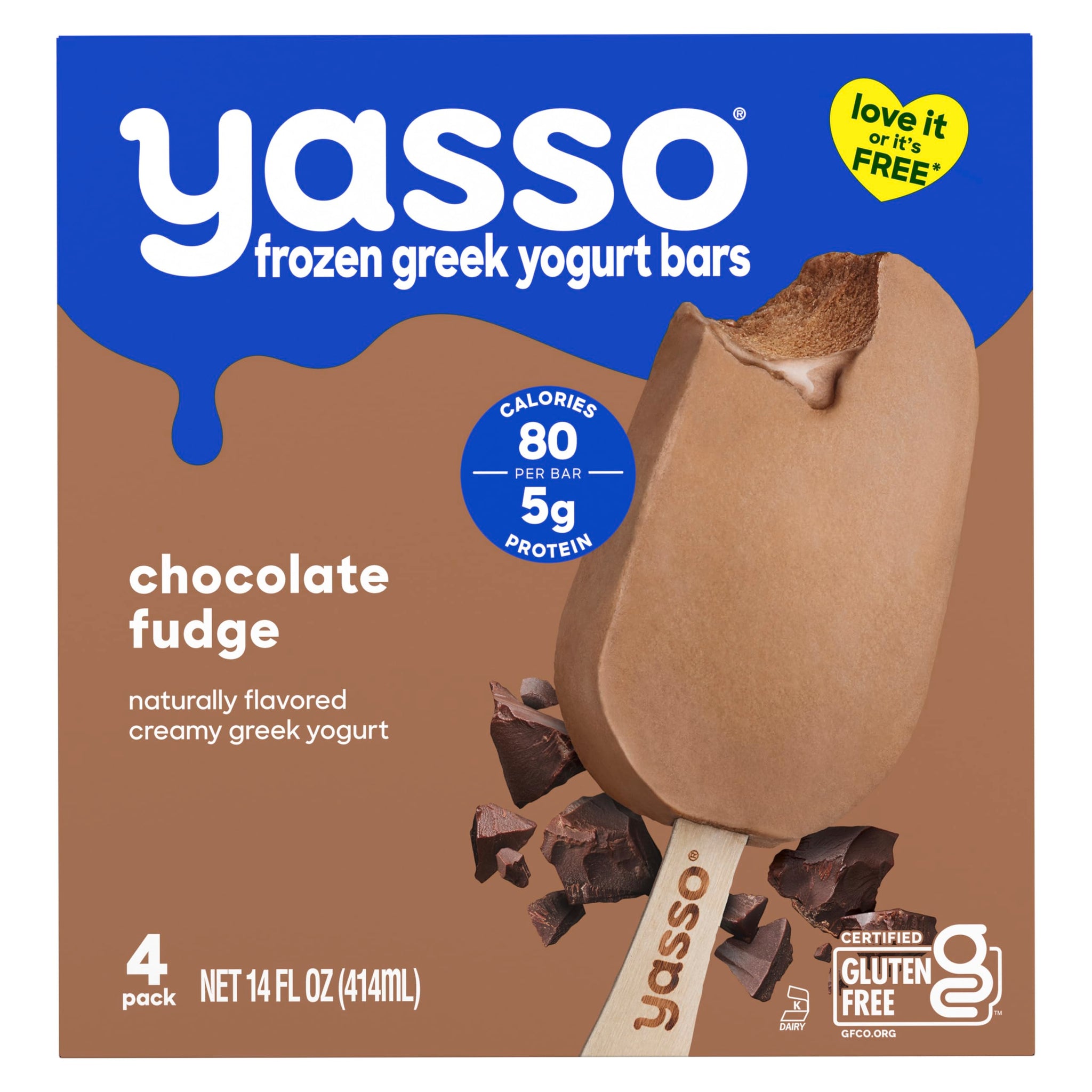 Yasso Frozen Greek Yogurt Bars Chocolate Fudge 4 Count for a, 14 FZ