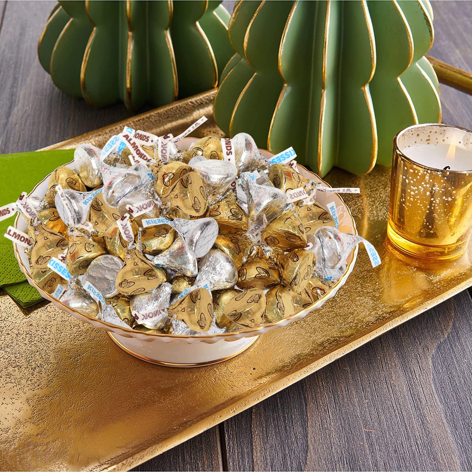Bulk Chocolate 2 Pound Gold & Silver Foil Assorted Almond & Milk Chocolate Candy Mix - Approx. 200 Pieces Individually Wrapped for Parties, Buffets