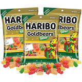 Christmas Haribo Sour Goldbears, Assorted Fruit Flavored Gummy Bears, Holiday Stocking Stuffer Candy, 4 Ounces (Pack of 3)