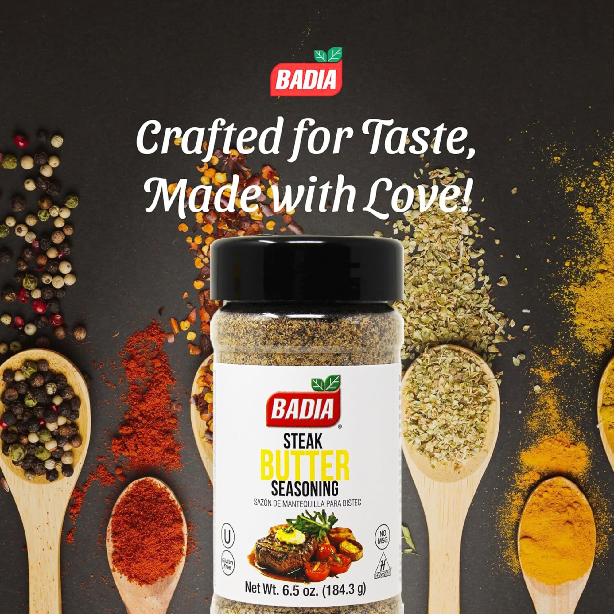 Badia Steak Butter Seasoning, 6.5 oz - Creamy Blend of Herbs & Spices, Gluten Free, No Msg