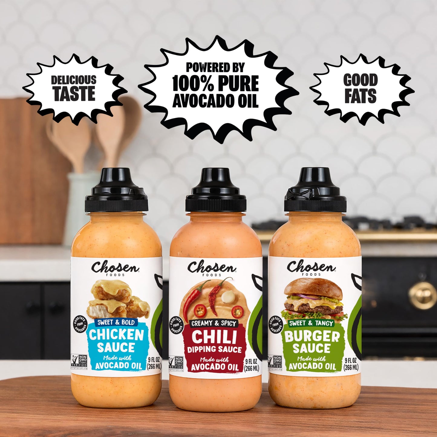 Chosen Foods Avocado Oil-Based Sauce, Chili Dipping - Creamy & Spicy Dipping Sauce for Chicken, Meat, and Sandwhiches - Non-GMO, Keto Friendly