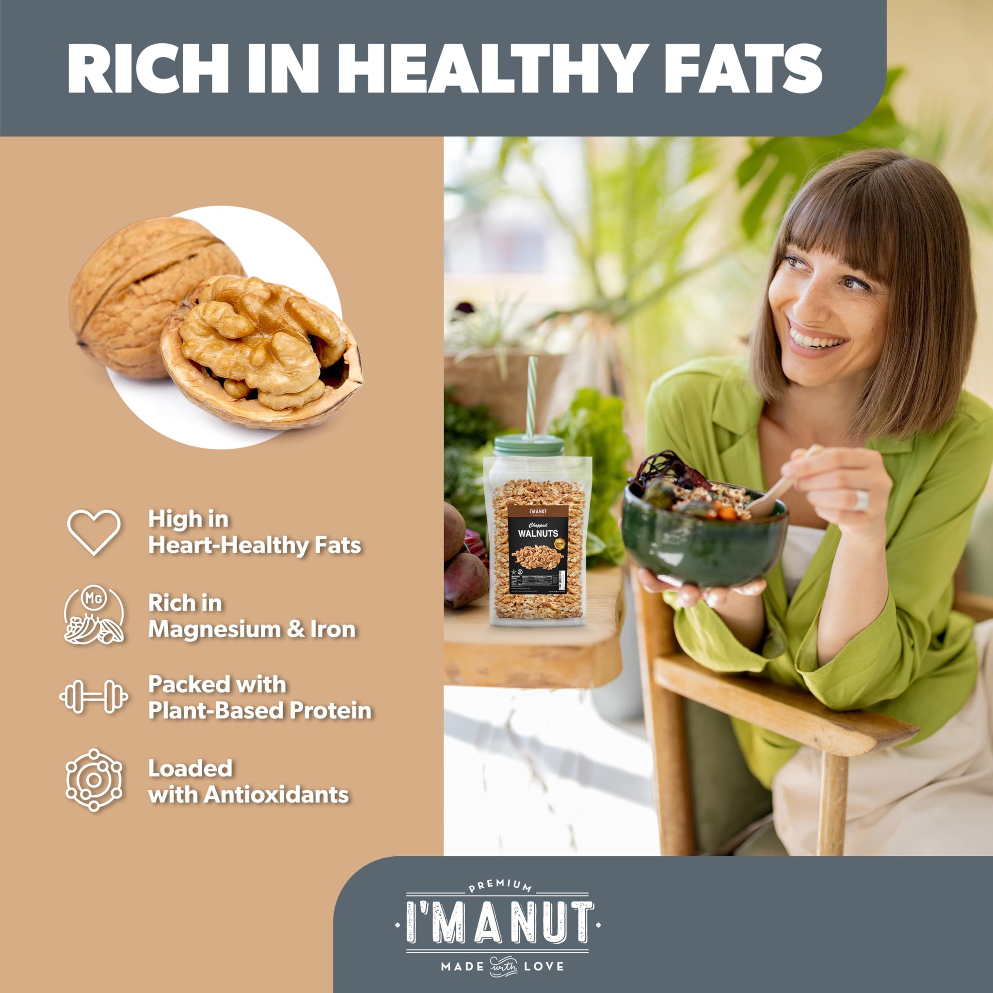 Premium Raw Walnut Halves & Pieces 16oz (1 lb) - 100% Natural, No-PPO, Non-GMO, Batch-Tested Gluten & Peanut Free, Kosher, Small Batch Quality