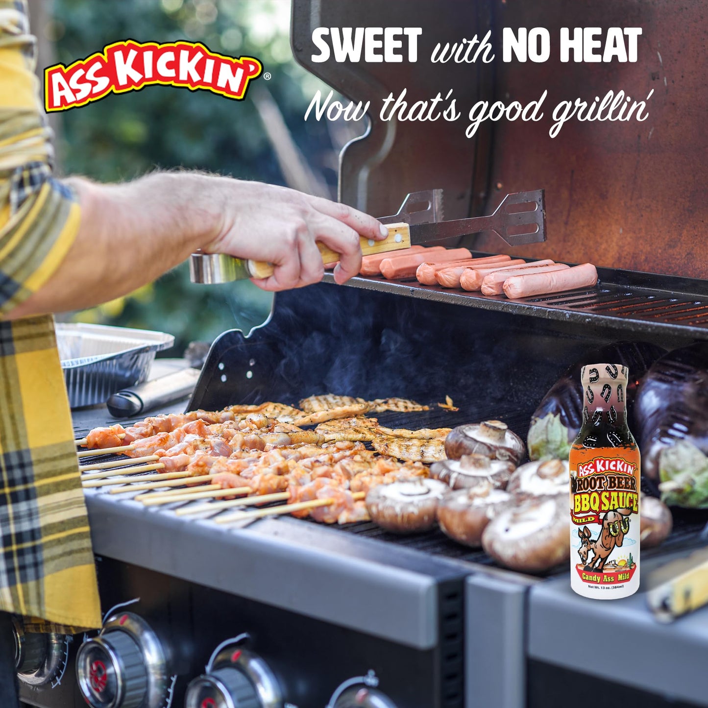 Ass Kickin' Sweet Root Beer BBQ Sauce - 13 oz. Bottle - Premium Gourmet Mild and Sweet Barbecue Sauce - Perfect for Chicken Wings on the BBQ Grill