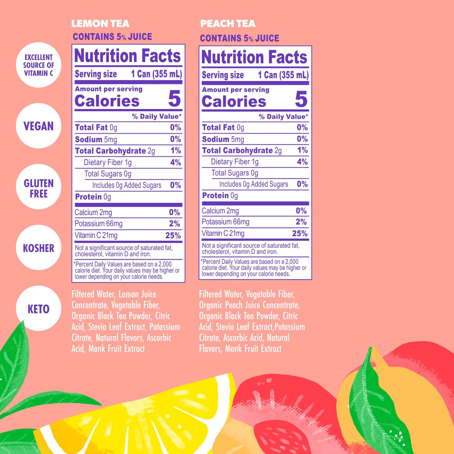 Swoon Sugar Free Iced Tea Classics Variety Pack - Zero Sugar Drinks in Lemon, Raspberry, Peach, Half & Half Flavours - Low Carb, Paleo-Friendly