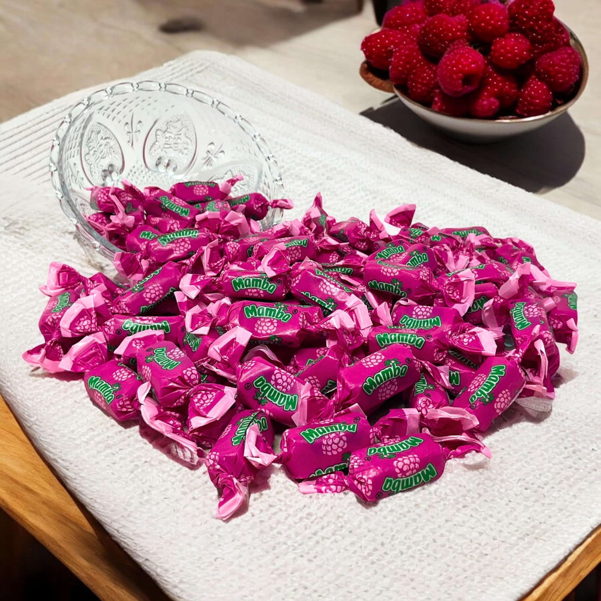 Raspberry Mamba Fruit Chews, 1 Lb. Bag - Individually Wrapped - Juicy Chews Perfect For Holidays, Pinatas, Christmas Stockings, Goody Bags