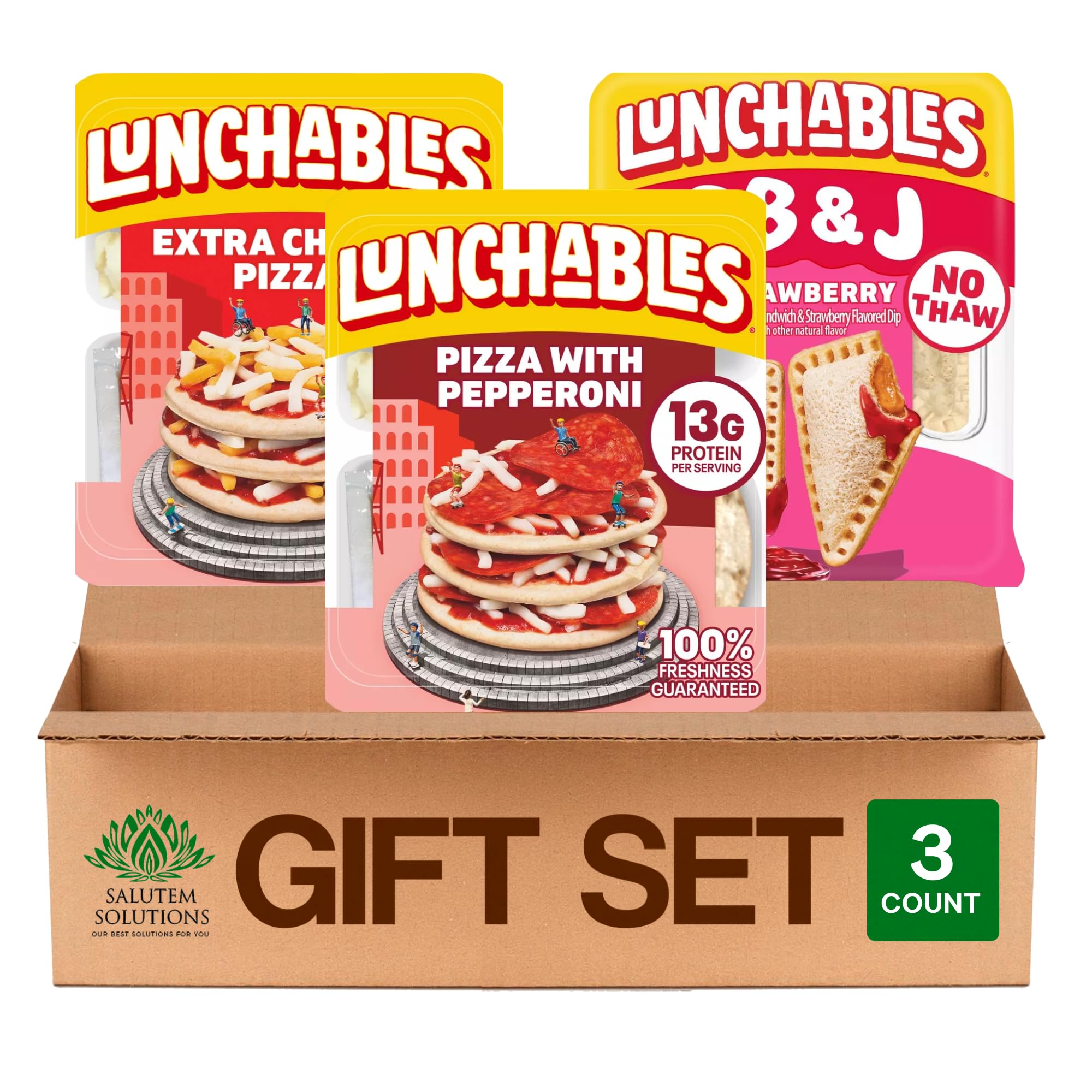 Salutem Vita - Extra Cheesy Pizza Lunch Kit 4.2oz, Gift Set - Pack of 3