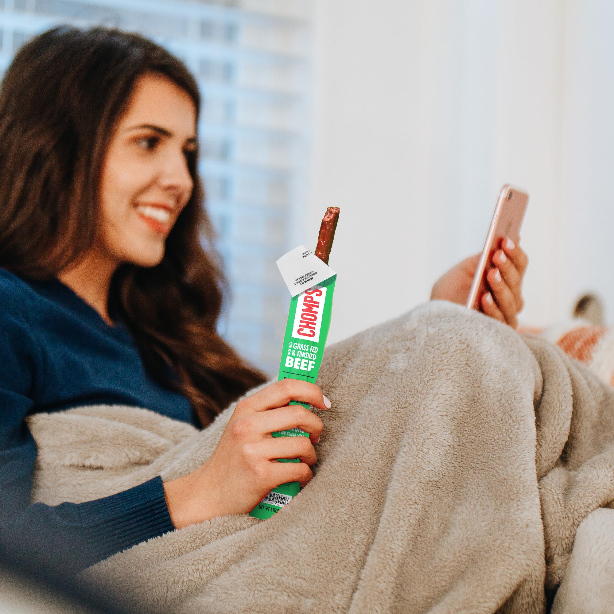 Chomps Grass-Fed and Finished Jalapeño Beef Jerky Snack Sticks 24-Pack - Keto, Paleo, Whole30, 10g Lean Meat Protein, Gluten-Free, Zero Sugar Food