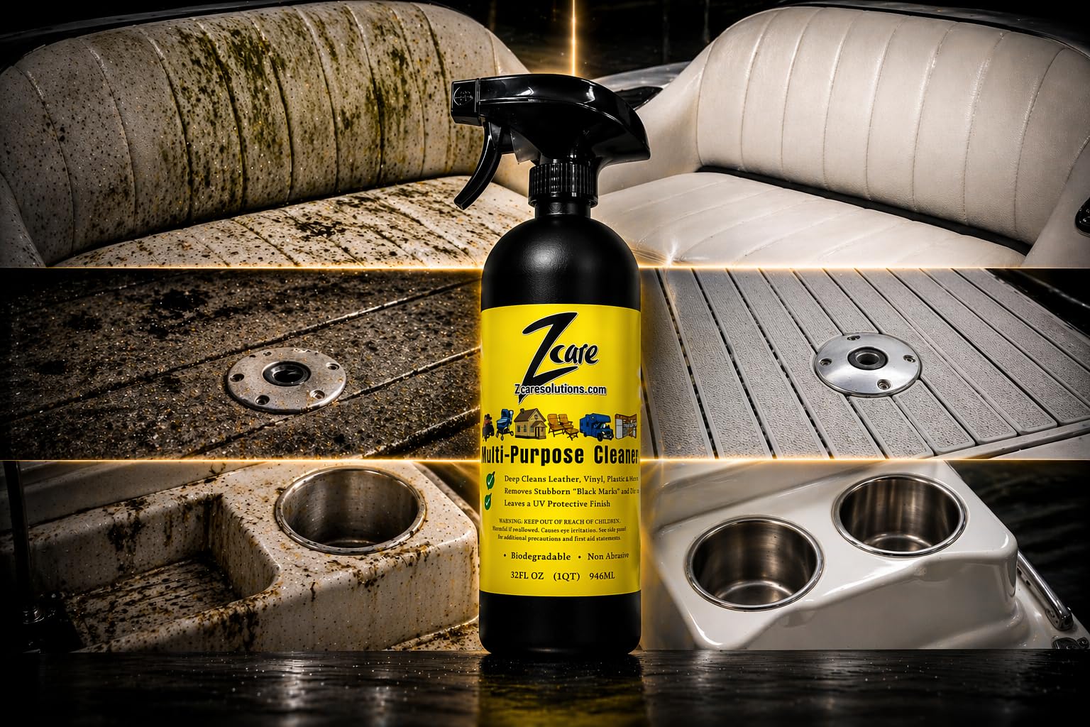 Z care Boat Cleaner Spray, All Purpose Marine Cleaner for Boats, Cars, & RV Interior Exterior Multi Surface Cleaner Removes Black Streaks Dirt Grime