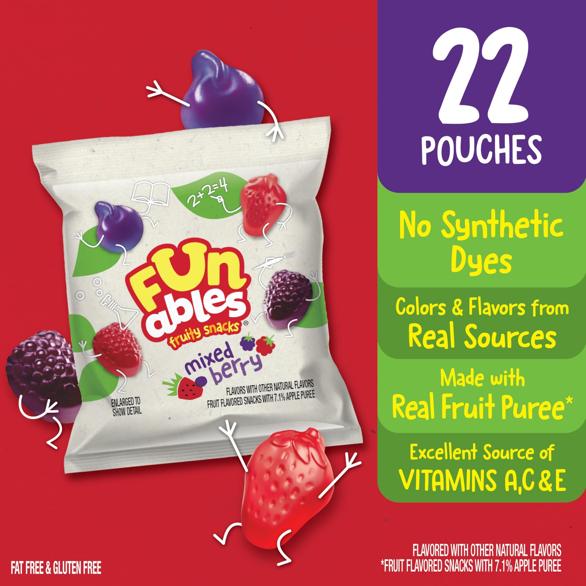 Funables Fruity Snacks, Mixed Berry Flavored Snacks, 0.8 oz 22 ct