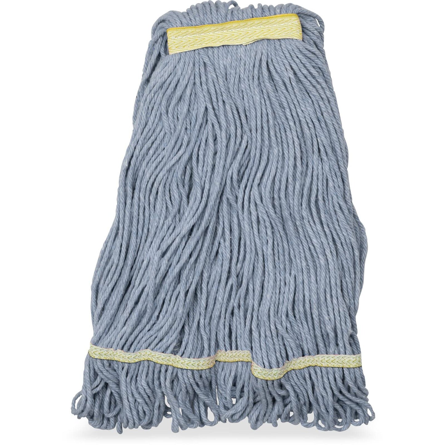SPARTA Flo-Pac Cotton Mop Head, Loop-Ended, Narrow Band with 1" Yellow Band for Organized Cleaning, Small, Blue