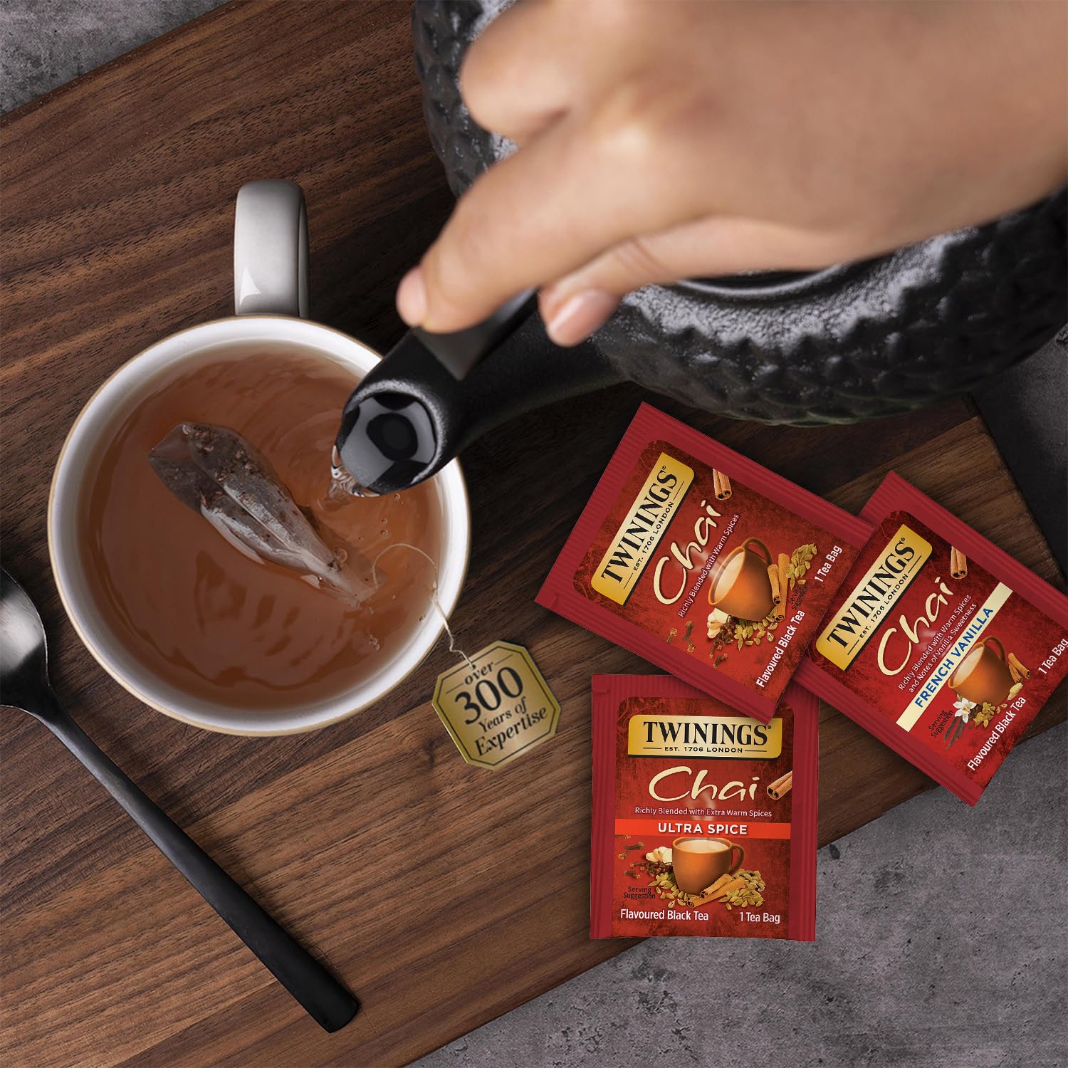 Twinings Chai Tea Variety 3-Pack - Chai, Ultra Spice Chai, and French Vanilla Chai, Caffeinated Black Tea Bags, 20 Count Each