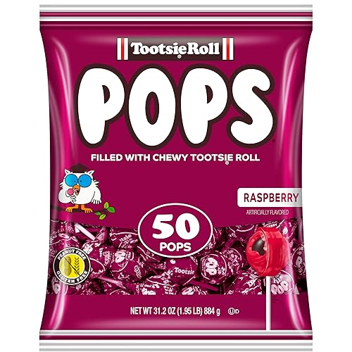 Tootsie Pops Single Flavor Bag - Raspberry Flavored Lollipops with Chocolatey Center - Individually Wrapped Hard Candy - Purple Candy - Peanut Free