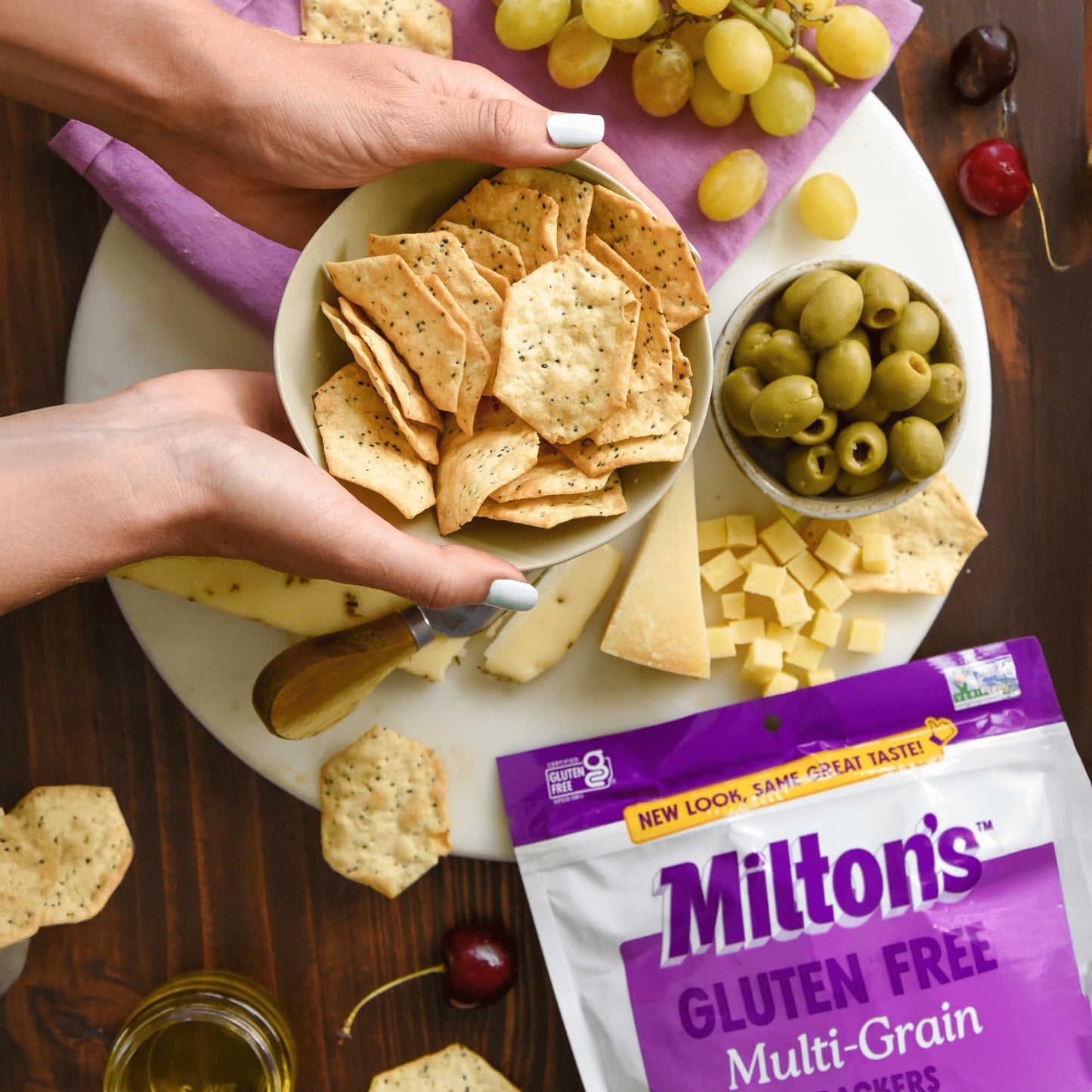 Milton's Gluten Free Crackers, Multi-Grain - Non-GMO Project Verified, Kosher, Certified Gluten Free Snack, 7 Grains In Every Bite - 4.5 Oz, Pack of 3