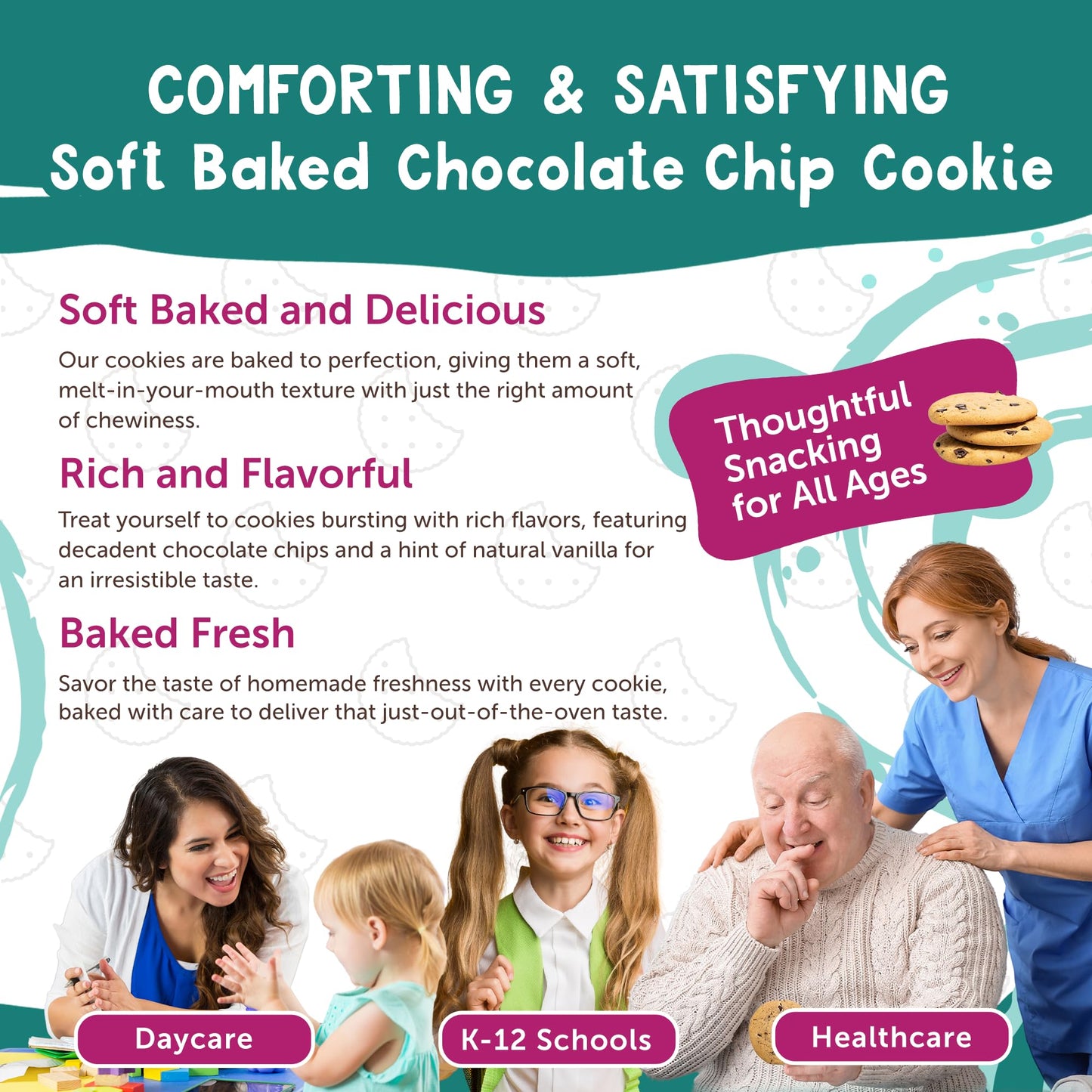 Soft Chocolate Chip Cookies - Bulk Pack of 216, 0.75 oz Each, Individually Wrapped, Chewy & Nut-Free Soft Baked Cookies, Long Shelf Life for On-the-Go