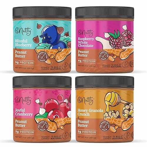 BNutty Fruit Lover's Peanut Butter | Gluten-Free, Natural Ingredients | Assorted Flavors, Smooth & Creamy Peanut Butter | Perfect for Spreads & Snacks