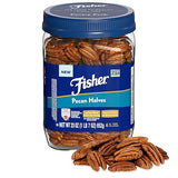 Fisher Chef's Naturals Pecan Halves 23 oz 100% Resealable Jar, Unsalted Raw Nuts for Cooking, Baking & Snacking, Healthy Snacks for Adults, Vegan