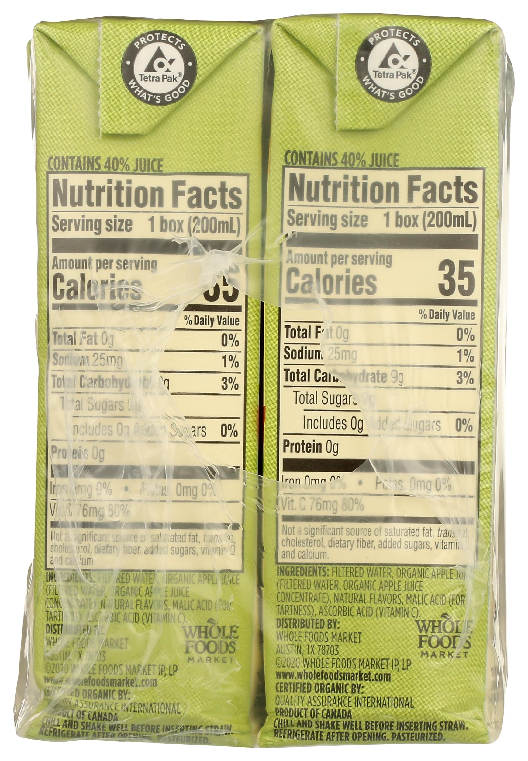 365 by Whole Foods Market, Organic Reduced-Sugar Apple Juice Boxes, 6.75 Fl Oz (Pack of 8)