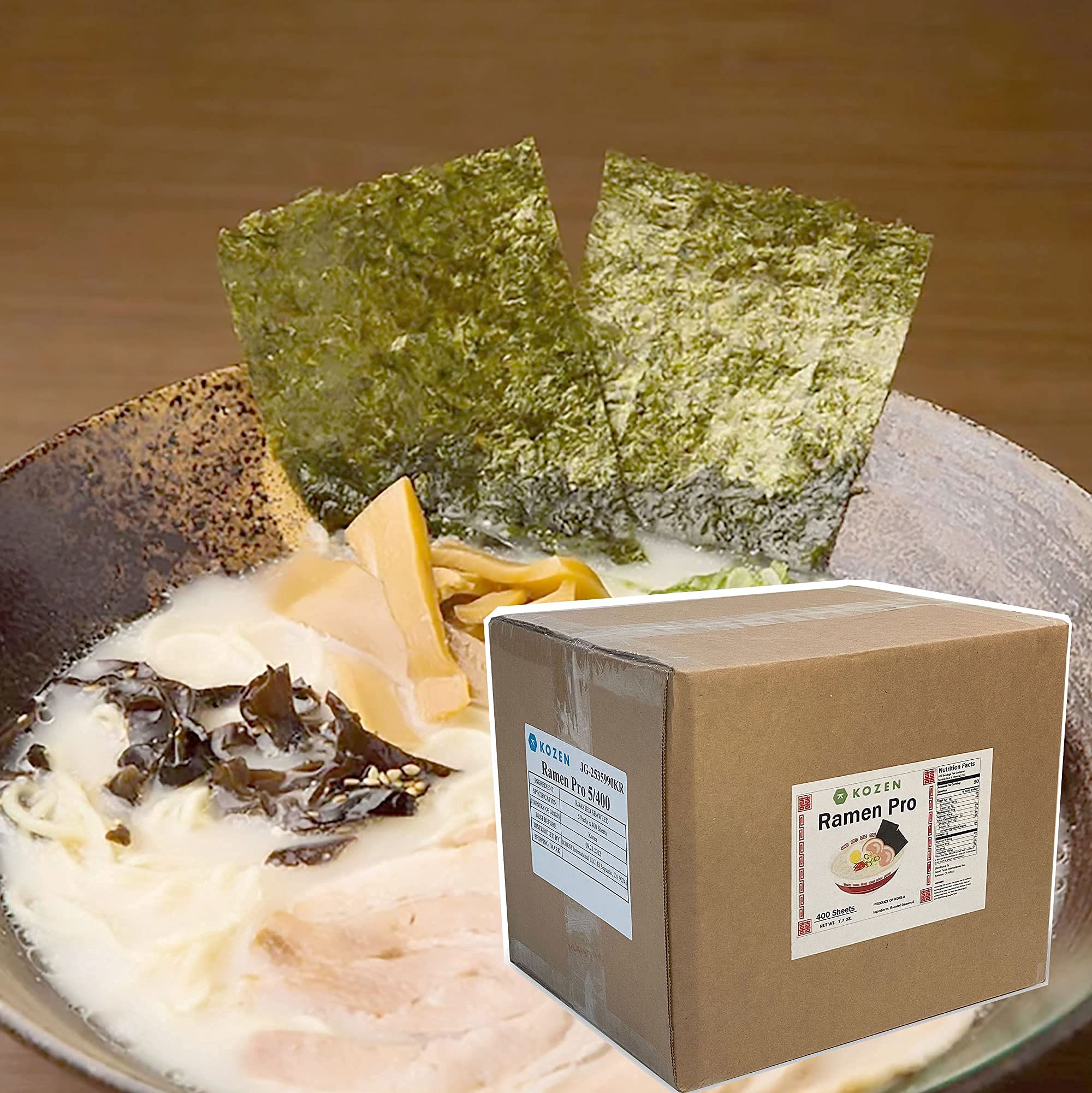 Kozen Ramen Pro Nori Seaweed Sheets for Ramen, 4x500ct sheets bulk restaurant quality