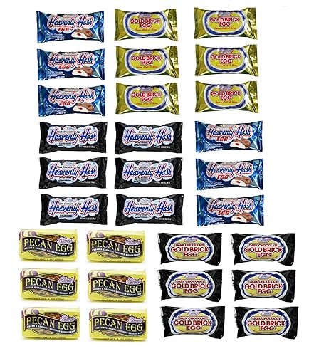 Elmer Ultimate Egg Variety Pack - 30 Total Eggs - 6 of Each - Heavenly Hash, Gold Brick, Dark Chocolate Gold Brick - Pecan Egg - Dark Chocolate