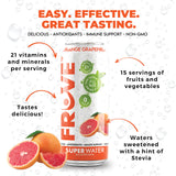 FrUve Super Water | Orange Grapefruit Flavor | 12 16oz Cans | Healthy Drink | Zero Sugar | Low Calorie Drink | Powerful Antioxidants | Boosts Immune