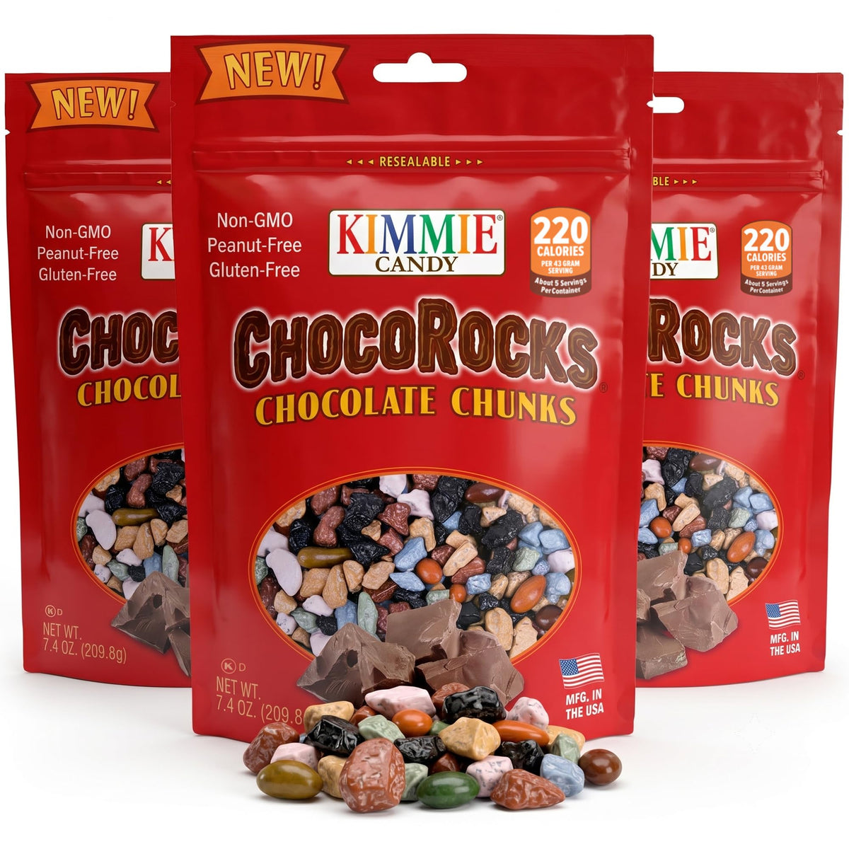 Kimmie Candy ChocoRocks, Rock-Shaped Chocolate Candy for Snacking & Cake Decorating, Pebbles & Stones | 7.4 oz (Pack of 3) | Non-GMO, Peanut-Free
