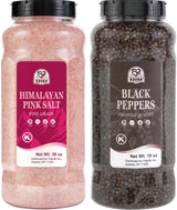 52USA Whole Black Peppercorns 18 oz + Himalayan Pink Salt (Fine Grain) 39 oz, Salt and Pepper Grinder, Black Peppercorn Refil, Kosher, Pink Himalayan