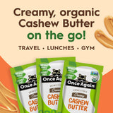 Once Again Organic Cashew Butter Packets - Individual Nut Butter Packets - No Sugar or Salt Added Snack Pouches - Single Serve Squeeze Packs - Vegan