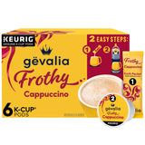 Gevalia Frothy 2-Step Artificially Flavored Cappuccino Espresso Style K?Cup Coffee Pods & Froth Packets Kit, 6 ct. Box