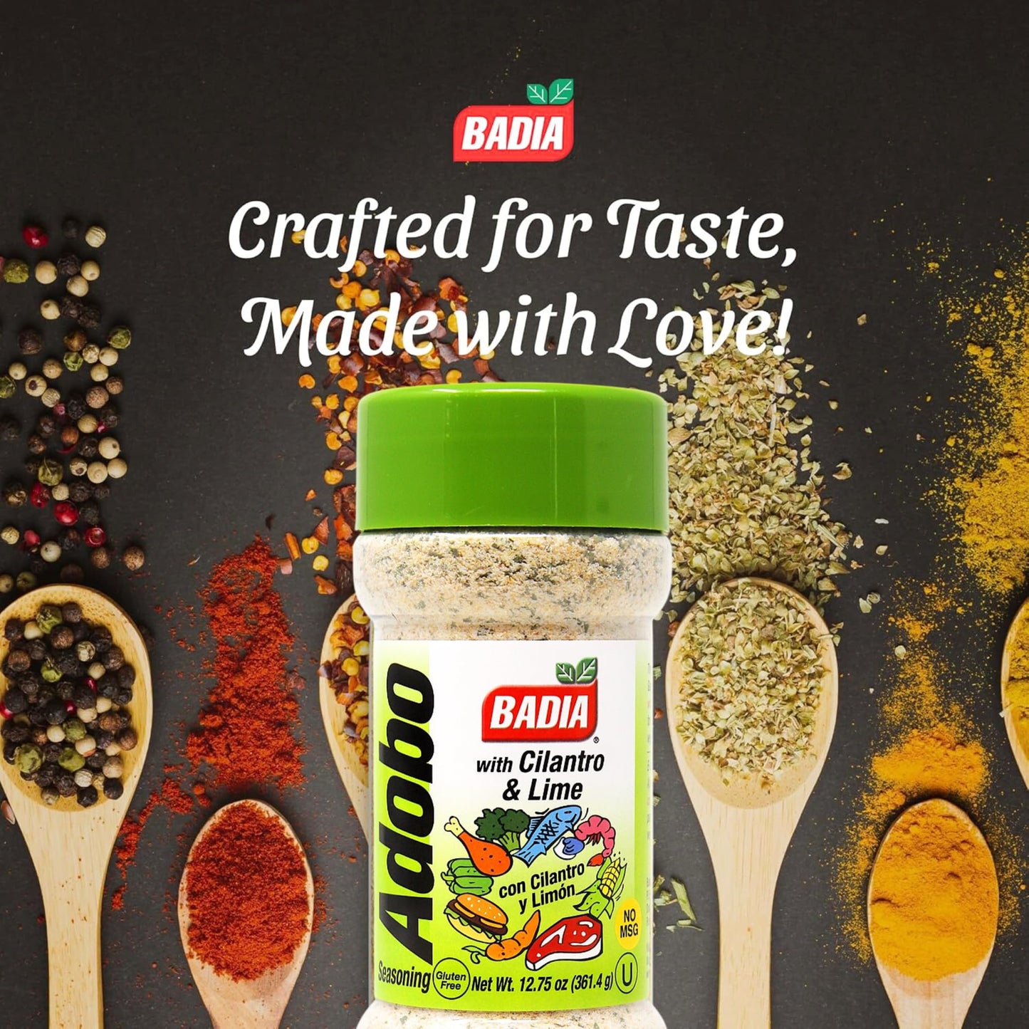 Badia Adobo with Cilantro & Lime 12.75 oz - Zesty Citrus & Herb Seasoning - Latin Flavor Blend with Garlic, Cilantro & Lime