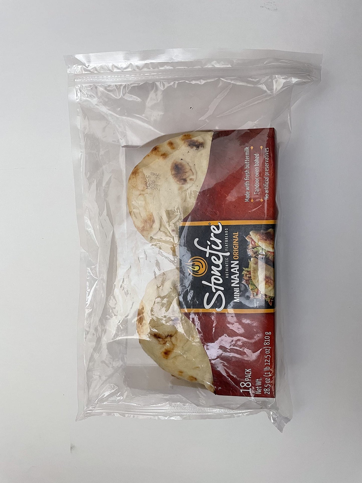 Stonefire Mini Naan (Original) Fresh Authentic Flatbreads, 18 Mini Flatbreads Total in a resealable packaging