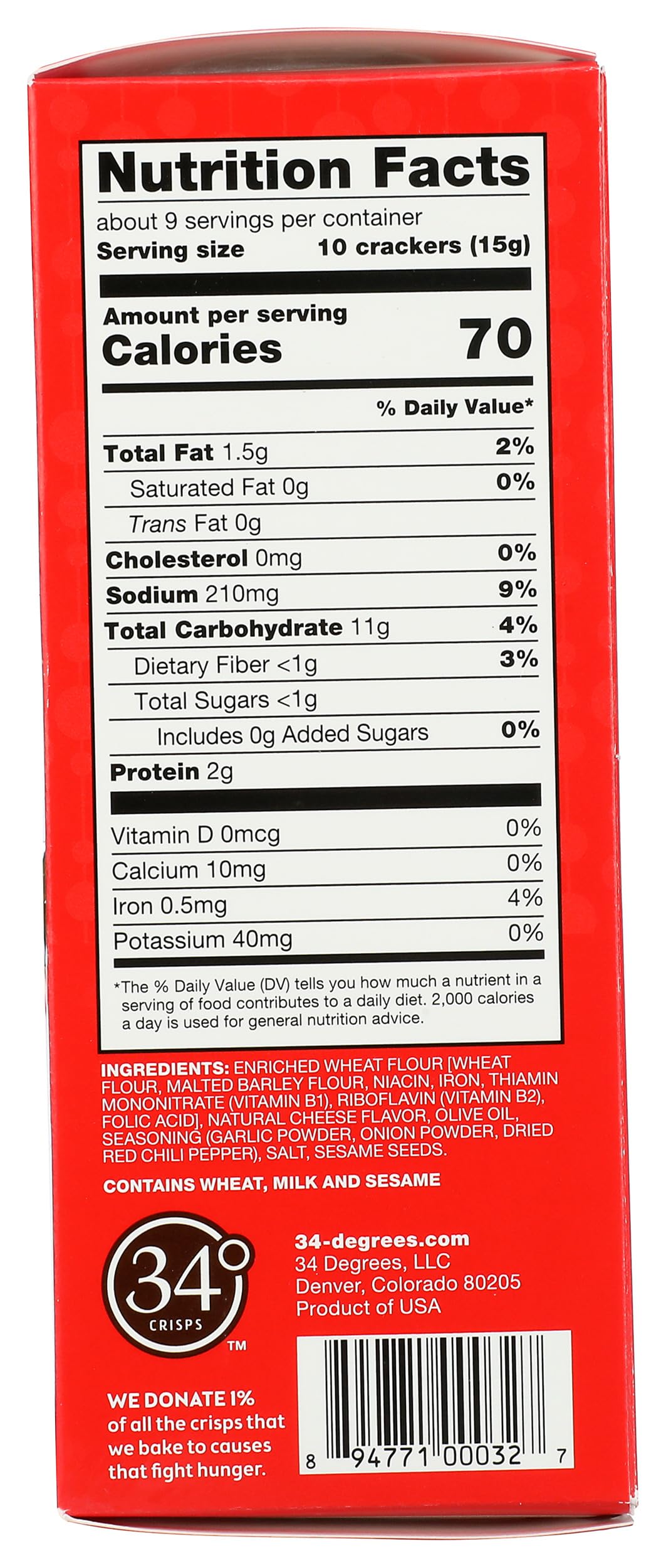 34 Degrees Chili Flake & Olive Oil Crisps, 4.5 OZ