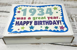 RETRO CANDY YUM ~ 1934 92nd Birthday Gift Box of Nostalgic Retro Candy Mix from Childhood for 92 Year Old Man or Woman Born 1934