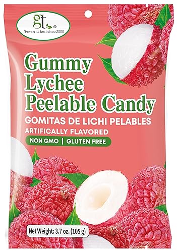 GT Gummy Lychee Peelable Candy, 3.7 oz, Non GMO, Gluten Free